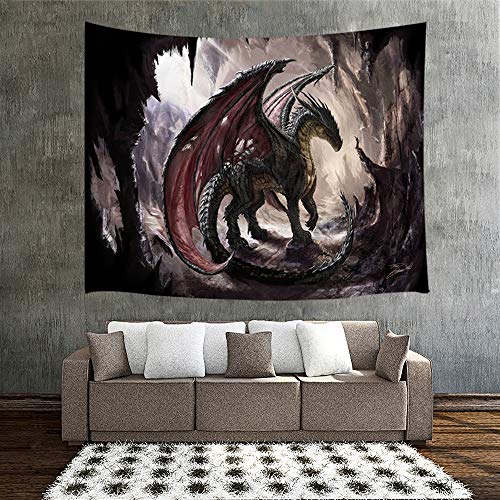 Product Cover KOTOM Fantasy Decor Tapestry, Dragon in The Cave, Wall Art Hanging for Living Room Bedroom Dorm Decor 71X60Inches Wall Blankets
