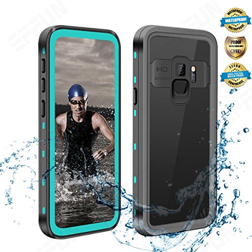 Product Cover EFFUN Samsung Galaxy S9 Waterproof Case, IP68 Certified Waterproof Underwater Cover Dustproof Snowproof Shockproof Case for Galaxy S9 with Phone Stand, PH Test Paper and Floating Strap Aqua Blue