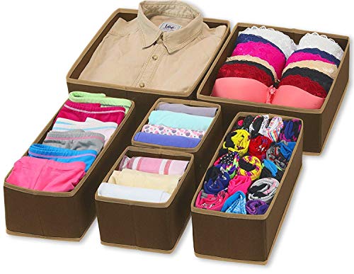 Product Cover House Of Quirk Foldable Cloth Storage Box ,Set Of 6, Brown