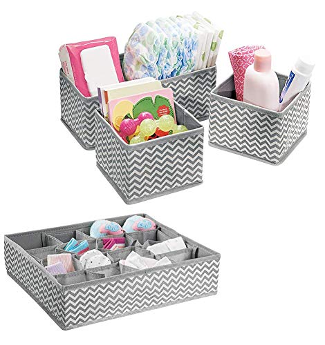 Product Cover House of Quirk Fabric Storage Organizer with Compartments - Set of 4 Gray/Cream