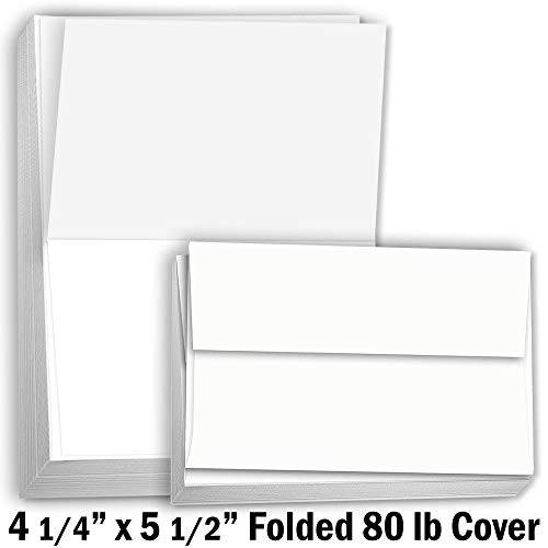 Product Cover Hamilco White Cardstock Thick Paper Blank Place Tent Folded A2 Cards - Greeting Invitations Stationary - 4 1/4 x 5 1/2