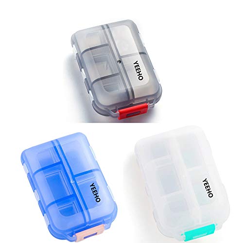 Product Cover Yeeho Pill Case (3 Pack) - Portable Small Supplements Tablet Container Box with 10 Compartments - Medicine Capsule Vitamin Fold Flip Organizer Dispenser Holder Storage for Travel Trip Pocket Purse