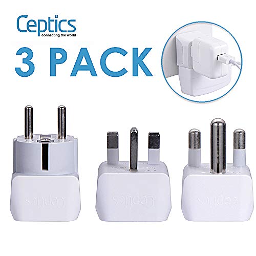 Product Cover Ceptics African Travel Adapter Set 2 in 1 USA to Africa, S. Africa, Nigeria, Ghana, Uganda (Type M, E/F, Type G) - 3 Pack (Does Not Convert Voltage)