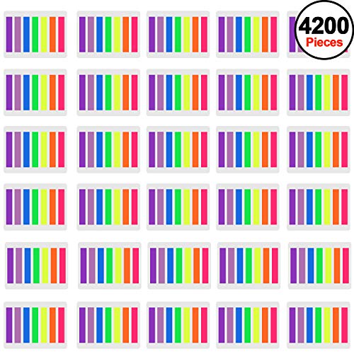 Product Cover SIQUK 4200 Pieces Flag Tabs Colored Page Markers Sticky Index Tabs Neon Note Tabs Page Flags, 30 Sets 7 Colors