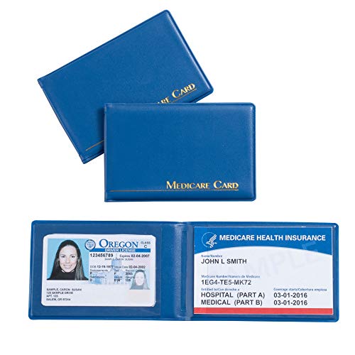 Product Cover 3-Pack Medicare Card ID Holder, Medicare Card Protector with 2 Clear Card Sleeves, Social Security Card, Driver License, Health Insurance, Bright Blue Card Sleeve, 3.8 x 2.5 Inches