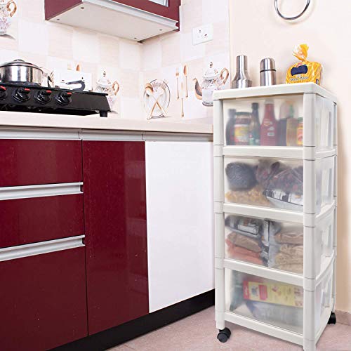 Product Cover Kurtzy Space Saving Rack Modular Drawer Kitchen Storage Chest Organizer with Wheel 4 Layer