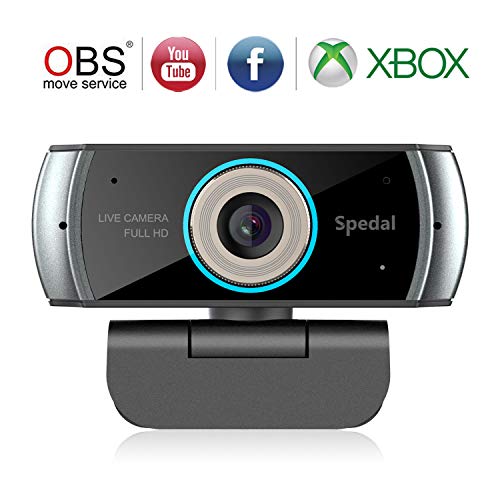 Product Cover Full HD 1080P/30fps Webcam with Built-in Dual Analog Microphones, 100° Extend Angle Spedal Computer Gaming Streaming Web Cam for OBS Xbox XSplit Skype Facebook, Compatible for Mac OS Windows 10/8/7
