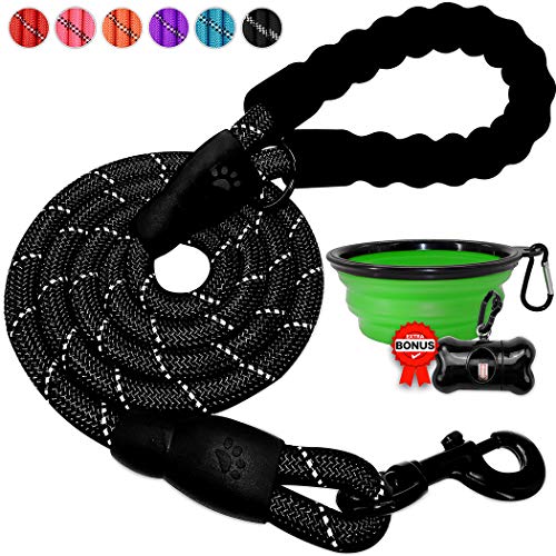 Product Cover BARKBAY Dog Rope Leash Heavy Duty Dog Leash for Large Dog with Comfortable Padded Handle and Highly Reflective Threads 5 FT for Small Medium Large Dogs