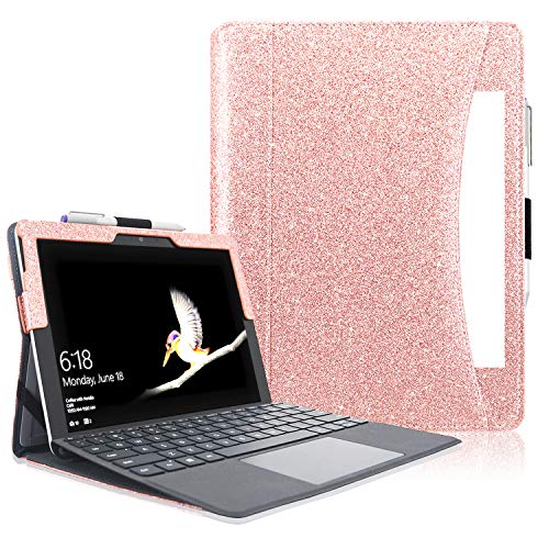 Product Cover Surface Go Case, ACdream Multiple Angle Viewing with Pocket Business Cover Case for Microsoft Surface Go Tablet 2018 Release (Compatible with Surface Go Type Cover Keyboard), Rose Gold Glitter