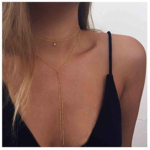 Product Cover Yfe Olbye Wrap Y Necklace Jewelry Gold Chain Tassel Pendant Necklaces for Women and Girls Tassel Choker Jewelry