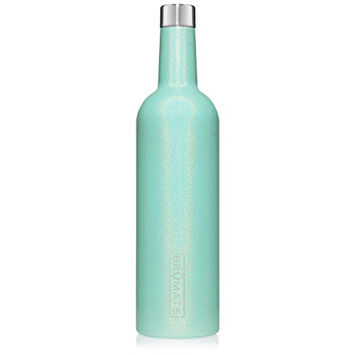 Product Cover BrüMate Winesulator 25 Oz Triple-Walled Insulated Wine Canteen Made Of Stainless Steel, 24-hour Temperature Retention, Shatterproof, Comes With Matching Silicone Funnel (Glitter Aqua)