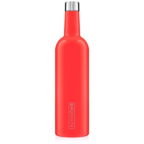 Product Cover BrüMate Winesulator 25 Oz Triple-Walled Insulated Wine Canteen Made Of Stainless Steel, 24-hour Temperature Retention, Shatterproof, Comes With Matching Silicone Funnel (Coral)