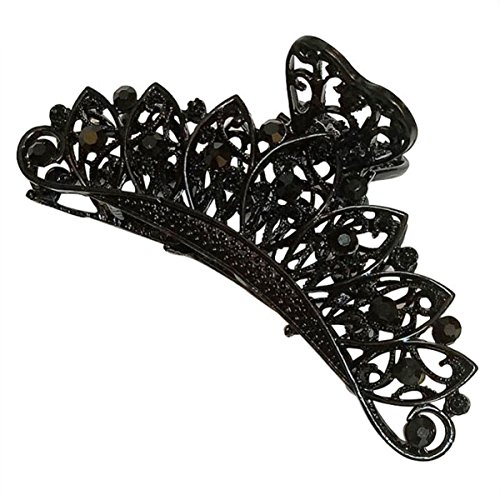 Product Cover Numblartd Women Fashion Retro Black Metal Alloy Rhinestone Fancy Hair Claw Jaw Clips Pins - Vintage Chic Flowers Hair Catch Barrette Hair Updo Grip Hair Accessories for Thick Hair