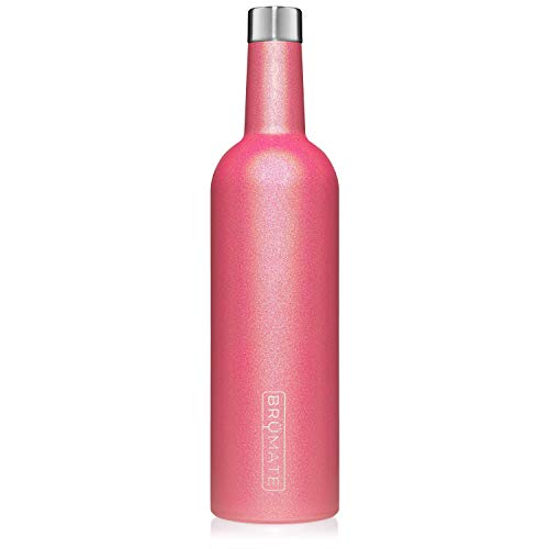 Product Cover BrüMate Winesulator 25 Oz Triple-Walled Insulated Wine Canteen Made Of Stainless Steel, 24-hour Temperature Retention, Shatterproof, Comes With Matching Silicone Funnel (Glitter Neon Pink)