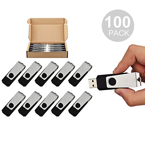 Product Cover TOPESEL 100PCS 2GB Bulk USB 2.0 Flash Drive Swivel Memory Stick Thumb Drives Pen Drive (2G, 100 Pack, Black)