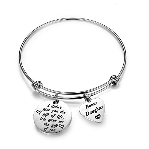 Product Cover HOLLP Stepdaughter Bracelet Bonus Daughter Jewelry Daughter in Law Gift I Didn't Give You The Gift of Life Life Gave Me The Gift of You Bracelt Stepdaughter Gift from Stepparents (Silver)