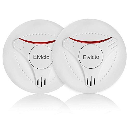 Product Cover Elvicto 2 Pack Photoelectric Smoke Detector Sealed-in 10 Year Lithium, Battery-Operated Fire Alarm for Home