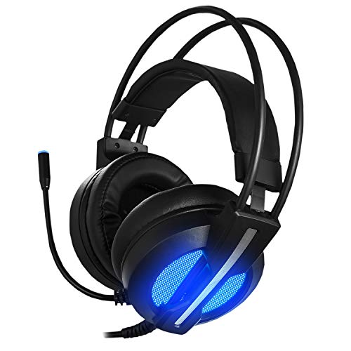Product Cover Gaming Headset with Mic,Vibration Surround Sound Over Ear Headphones with Led Light,Volume/Vibration Control,Wired 3.5MM Jack Gaming Headphones for Xbox One,PS4,PC,Laptops,Mac,Ipad,iPhone (Black1)