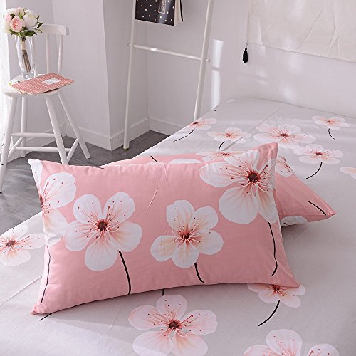 Product Cover EnjoyBridal Flower Pattern Print Pillowcases, Anti-Wrinkle Reversible Pillowslip for Kids Boys Girls, 2 Piece 100% Cotton Lightweight Pillow Covers for All Seasons, No Pillow (20