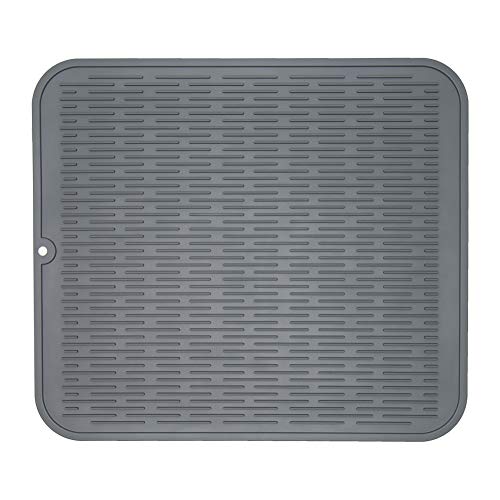 Product Cover ZLR Silicone Dish Drying Mat Easy Clean Dishwasher Safe Heat Resistant Eco-Friendly Trivet Gray XL 16 inches x 18 inches