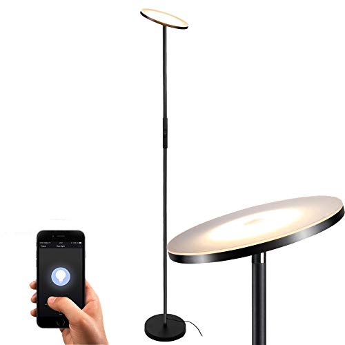 Product Cover Floor Lamp, Sky LED Torchiere Smart Light,TECKIN Dimmable Standing Light, Torchiere Floor Lamp for Living Room, Bedroom,Office (Compatible with Amazon Alexa Google Home)