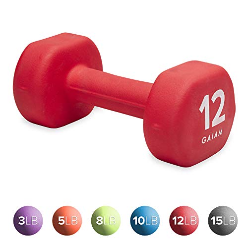 Product Cover Gaiam Neoprene Dumbbell Hand Weight, Red, 12 lb (Sold as Single Dumbbell)