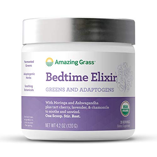 Product Cover Organic Bedtime Elixir, by Amazing Grass, with Chamomile, Lavendar, Moringa and Ashwaghanda, USDA Organic, Non GMO, 20 Servings Tub