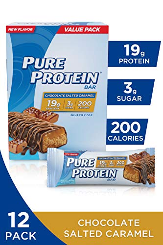 Product Cover Pure Protein Bars, High Protein, Nutritious Snacks to Support Energy, Low Sugar, Gluten Free, Chocolate Salted Caramel, 1.76oz, 12 Pack