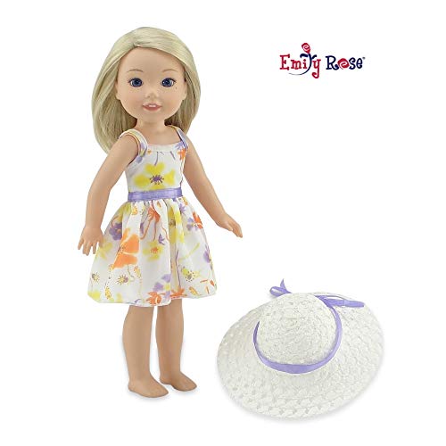 Product Cover Emily Rose 14 Inch Doll Clothes | Chiffon Easter Doll Dress with White Hat | Fits 14