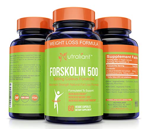 Product Cover Forskolin For Weight Loss - Suppress Appetite + Boost Metabolism - Max Strength Belly Fat Burner Diet Pills Work For Men & Women to Lose - 500 mg Coleus Forskohlii Extract Supplement - 60 Veg Capsules