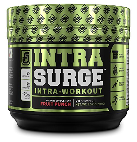 Product Cover INTRASURGE Intra Workout Energy BCAA Powder - Fermented BCAA Amino Acids, Natural Caffeine, L-Citrulline, and More for Muscle Building, Strength, Pumps, Endurance, Recovery - Fruit Punch, 20sv