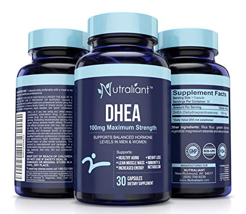 Product Cover DHEA Digestive Aids for Adults 100mg Max Strength Supplement Pills - Hormone Balance for Women & Men - DHEAS Best Hormonal Support Healthy Aging, Lean Muscle, Energy, Weight Loss, Immune & Metabolism