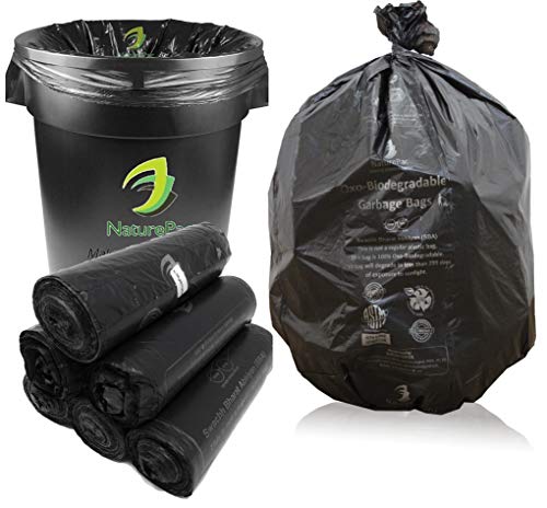 Product Cover NaturePac Garbage Bags Biodegradable For Kitchen,Office,Large Size (60cmx81cm)/(24 Inchx32 Inch),Black (90 Bag).