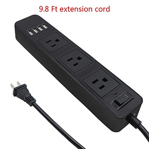 Product Cover 2 Prong Power Strip, USB Power Strip with 9.8ft Extension Long Cord, 3-Outlet Surge Protector with 4 USB Charging Ports for Smartphone