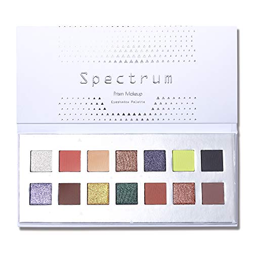 Product Cover Prism Makeup Eyeshadow Palette Matte Shimmer 14 Colors Highly Pigmented Glitter Eye Shadow Makeup Pallet Warm Neturals Smoky Shades Cosmetics (Spectrum)