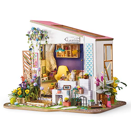 Product Cover Rolife Dollhouse DIY Miniature Room Set-Wood Craft Construction Kit-Wooden Model Building Toys-Mini Doll House-Creative Birthday Gifts for Boys Girls Women and Friends (Cat's Porch)