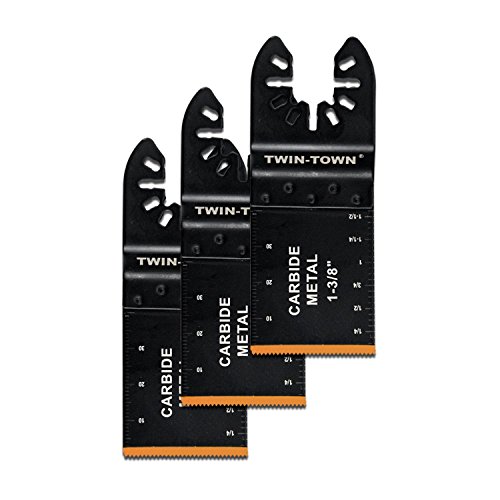 Product Cover TWIN-TOWN 3 pack Carbide Teeth Oscillating Multitool Blade Carbide Saw Blades for Hard Material/Metal/Nails/Bolts/Screws