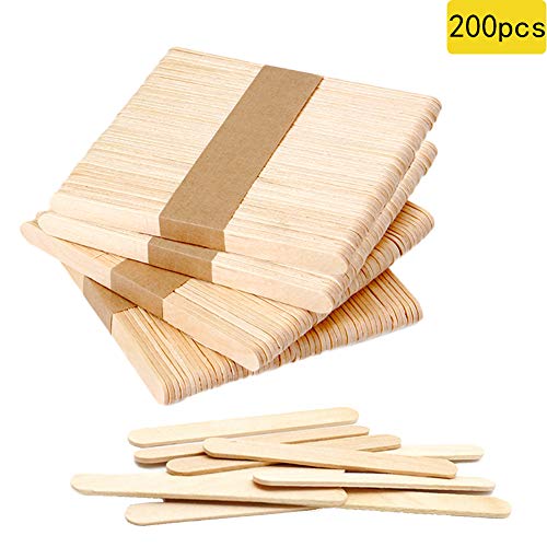 Product Cover 200 PCS Craft Sticks Popsicle Ice Pop Ice Cream Sticks Natural Wooden 4-1/2
