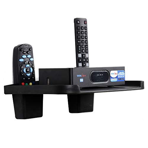 Product Cover Digionics Plastic Set Top Box Stand/Wall Mount and Remote Holder (Black, 21x28x9 cm)
