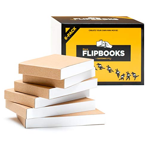 Product Cover Blank Flipbooks (Flip Book) for Animation, Sketching, and Cartoon Creation - 6 Pack, 4.5