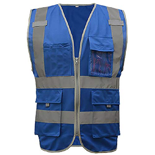 Product Cover GOGO US Big & Tall 9 Pockets High Visibility Zipper Front Safety Vest With Reflective Strips, Meets ANSI Standards