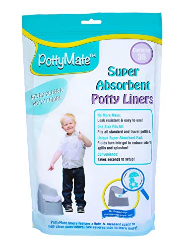 Product Cover PottyMate - Potty Liners with Super Absorbent Pad, Pack of 36 Universal Size Liners - with a Target to Encourage Proper aim - Light Scent - Fits All Size & Brand Potties