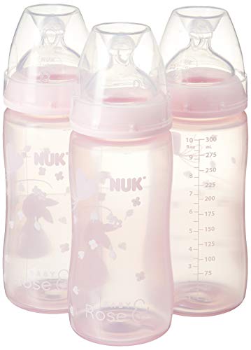 Product Cover NUK Perfect Fit Baby Bottle, Pink Bunnies, 10 Ounce (Pack of 3)