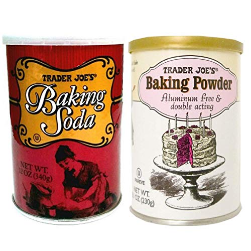 Product Cover Trader Joes Baking Powder Aluminum Free & Double Acting 8.1 OZ and Baking Soda 12 OZ