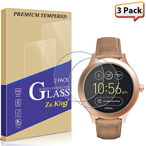Product Cover [3-Pack] Fossil Q Venture Gen 3 Smartwatch Tempered Glass Screen Protector, [Full Screen Coverage] HD Clear [Anti Scratch][Anti-Fingerprint], Lifetime Replacement Warranty