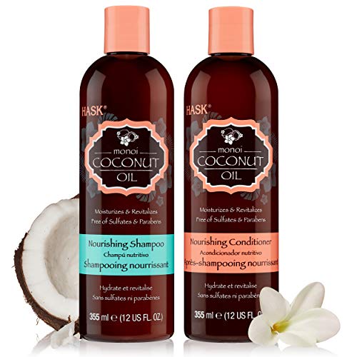Product Cover HASK COCONUT MONOI Shampoo and Conditioner Set Nourishing for all hair types, color safe, gluten-free, sulfate-free, paraben-free - 1 Shampoo and 1 Conditioner