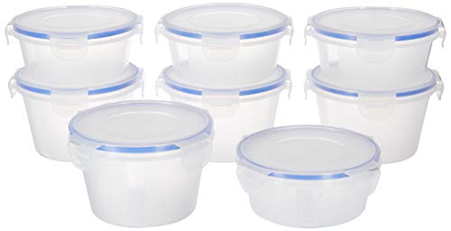 Product Cover Amazon Brand - Solimo Plastic Kitchen Storage Container Set, 8-Pieces, Blue