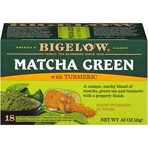 Product Cover Bigelow Tea Matcha Green Tea with Turmeric 18Count (Pack of 6) Caffeinated Individual Green Tea Bags, for Hot Tea or Iced Tea, Drink Plain or Sweetened with Honey or Sugar