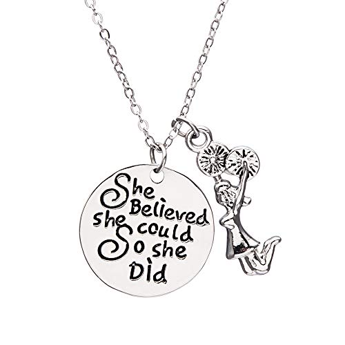 Product Cover Sportybella Cheer Charm Necklace - Cheer She Believed She Could So She Did Jewelry, for Cheerleaders