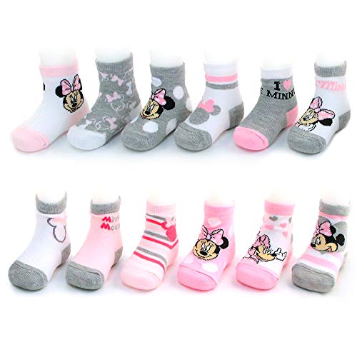 Product Cover Disney Baby Girls Minnie Mouse Charachter Design Socks 12 Pack (Newborn and Infants)